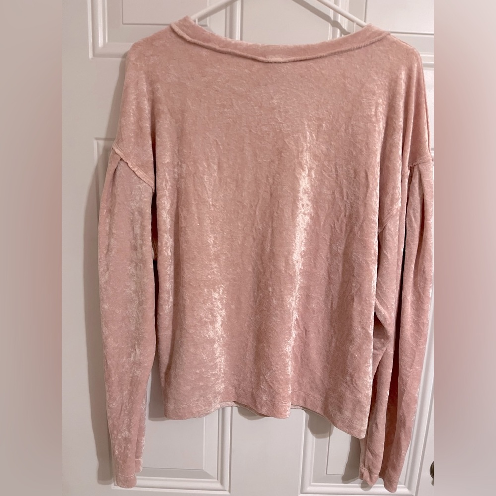 We The Free Women S Oversized Festival Pullover Sweater Velvet Velour Pink Boho - Picture 6 of 8